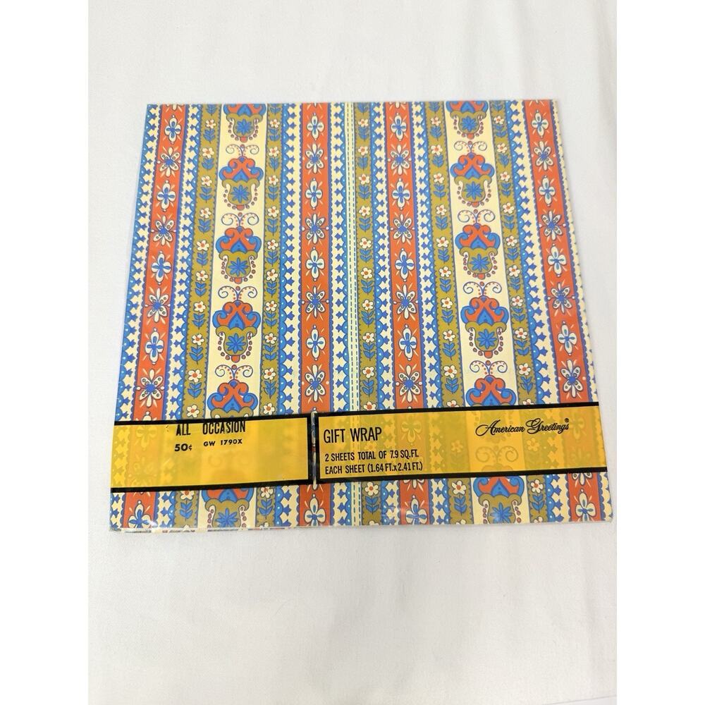 Vtg American Greetings 2 Sheets Of Colorful All Occasion Patter Wrapping Paper